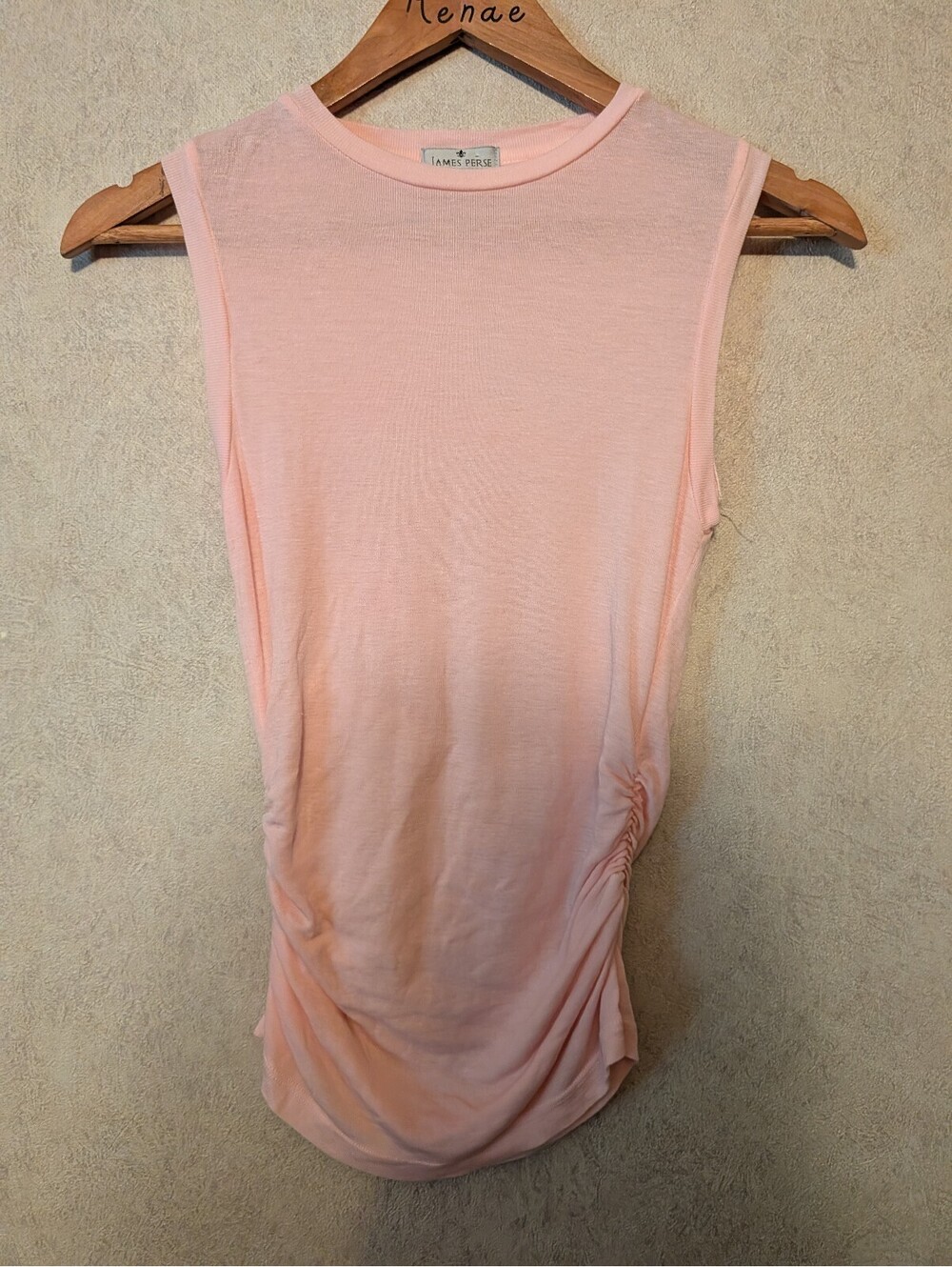 JAMES PERSE light pink ruched tank top sz L